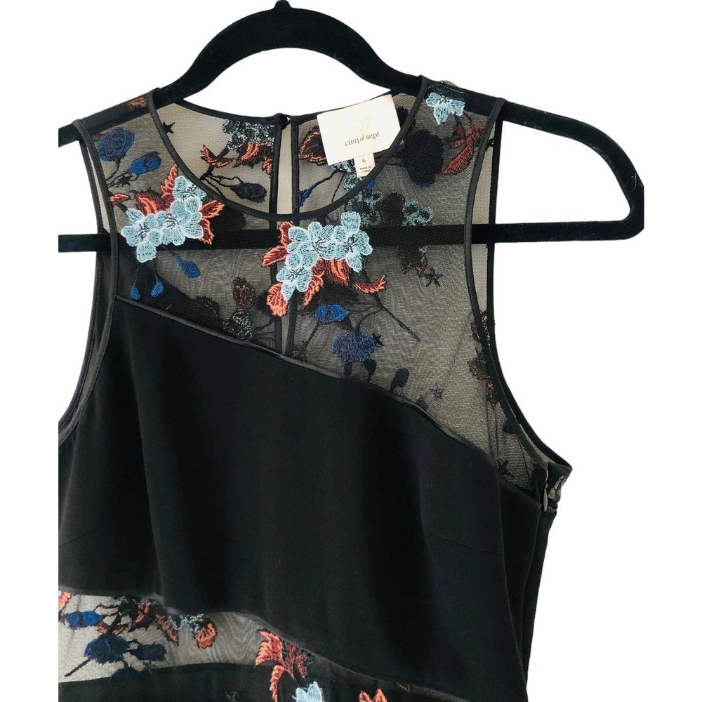 5 a 7 Cinq a Sept Aquarius Designer Embroidered Mesh Ruffle Hem Dress $450 Sz 6 - Picture 10 of 16